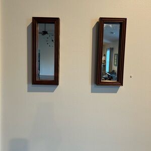 Home Interiors Wood Frame Rectangular Wall Mirror - Brown 13 x 5 in